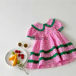 Girl's Dresses 2023 Summer Girls Clothing Dot Girls Dress Pink Dresses for Kids H240429