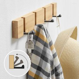 Storage Boxes Foldable Bamboo Wall-mounted Clothes Hooks Door Hangers Household Coat Towel Hook Shelf Bathroom Hanging Rack