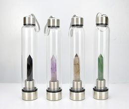 2020 Creative Natural Crystal Quartz Water Bottle Wand Point Reiki Healing Crystal Glass Healing Bottle Glass5691707