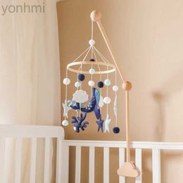Mobiles# Baby OceanWhaleRattle Toy 0-12 Month Bed Bell Mobile Wooden Newborn Felt Bell Hanging Toys Holder Bracket Infant Crib Toy Gift d240426