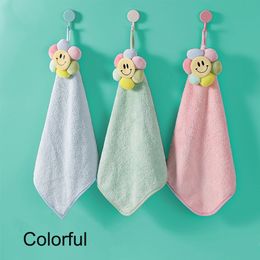 Towel Seven Color Flower Cartoon Cute Wipe Handkerchief Kitchen Hand Wash Absorbent Coral Velvet Hanging Towel