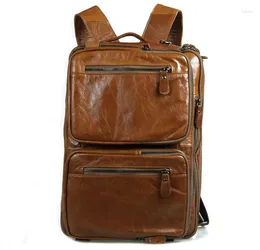 Backpack Nesitu Highend Large Capacity Brown A4 Genuine Leather Women Men Travel Bag Briefcase Portfolio Shoulder Bags M7014