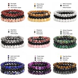 Strands kirykle Natural Stone Bracelet Sets 3Pcs/set Obsidian Hematite Tiger Eye Beads Bracelets Men for Health Protection Soul Jewellery