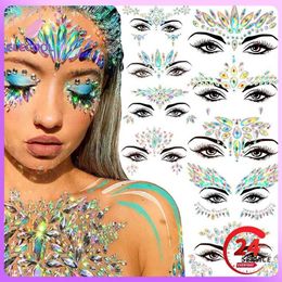 Tattoo Transfer Christmas Party Tattoo Sticker Glitter Makeup Eyeliner Eyeshadow Face Rhinestone Sticker Jewellery Eyes Makeup Crystal Rhinestones 240427