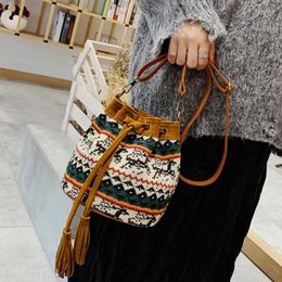 Totes Christmas Bucket Bags Gift Elk Women Winter Knitting Shoulder Bag Fashion Casual Ladies Messenger