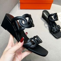 Newest Designer Sandals Women's Eze wedge sandals High Heel Sandals Summer Platform Thick Sole Sandals Luxury High Woven Heel Slope Heel Sandals box35-43