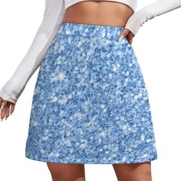 Skirts Image Of A Blue Glitter And Sparkles Mini Skirt Short Woman Women's Korean Style Women Clothing