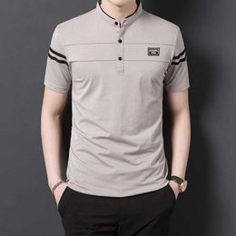 Men's T-Shirts Mens Summer Fashion POLO T-shirt Casual Cotton Breathable Top Stand up Neck Short Sleeve Korean Comfortable T-shirt J240426