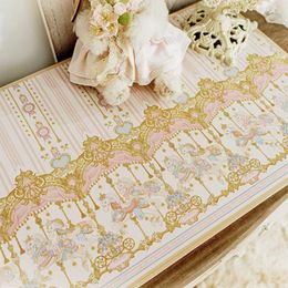 Table Cloth Leather Mat Vintage Carousel Printed Pink Tablecloth Fairy Tab Style Office Study Waterproof Room Decoration