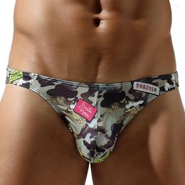 Underpants Men Sexy Printed Briefs Soft Panties Belt Underwear Low Waist U Convex Pouch Lingerie Elastic For Boys