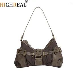 Totes HIGHREAL Women Tote Bag Fashion Underarm Pouch Soft Pu Leather Shoulder Retro Crossbody Casual Portable Bucket