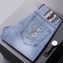 Designer Jeans Herren Trendy Marke Trendy Herren Frühlingssommer -Sommer Jeans Elastizität Slim Fit Small Feet Sticke Mode Jeans