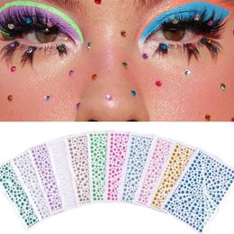 Tattoo Transfer DIY Face Jewellery Sticker Kids Eye Makeup Rhinestone Temporary Waterproof Fake Tattoo Cute Festival Art Girls Diamond 240427