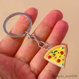 Keychains Lanyards Cute Food Pizza keychain for Car Key Women Girls Handbag Purse Hanging Keyrings Accessories DIY Jewellery Gifts