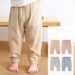 Trousers Childrens cotton and linen pants spring and summer thin boys and girls linen pants baby pants casual harem shortsL2404