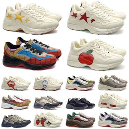 2024 Casual Shoes Pink Designer Rhyton Sneaker Black Men Women Shoe Strawberry Wave Mouth Tiger Web Print Vintage Trainer White Man Woman Variety of Styles Sneakers