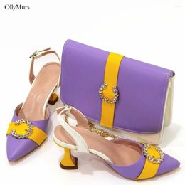 Dress Shoes Est Fashion Woman's Party And Bag Set Nigerian Design PU Leather High Heels For Wedding