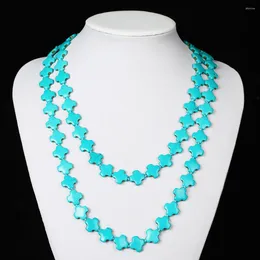 Chains Womens Vintage Cross Turquoise Long Necklace