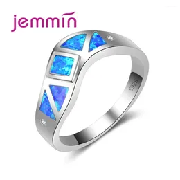 Cluster Rings Solid 925 Sterling Silver Jewellery Gift For Women Fine Blue Fire Opal Wedding Party Bijoux Anillos