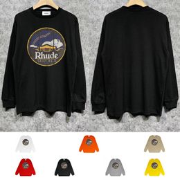 Niche fashion brand CHRH129 to do old night printed long sleeve T shirt R130W120 loose men and women couples long sleeve