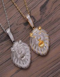 Trendy Hip Hop Lion Head Pendant Necklace Copper Cubic Zirconia Rapper Street Dance Popular Jewellery High Quality Gold Silver7949473