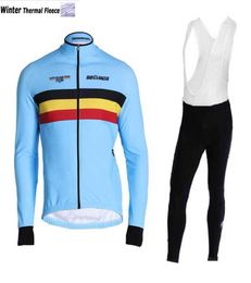 2019 BELGIAN Belgium Thermal fleece Cycling Jersey Long Sleeve and Cycling bib Pants Cycling Kits Strap Ciclismo bicicletas B191125897354