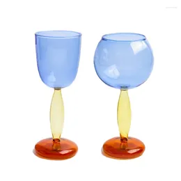 Wine Glasses Internet Celebrity High-looking Ins Style Contrasting Colour Glass Household Splicing Colourful Spherical High Borosilicate