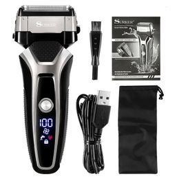 USB Rechargeable Electric Shaver Stainless Steel Shaving Machine Men 3D Triple Floating Blade Razor Barber Trimmer 240420