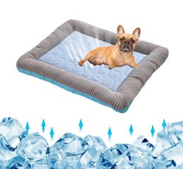 Cooling Pad Bed for Dogs Cats Puppy Kitten Cool Mat Pet Blanket Ice Silk Material Soft for Summer Sleeping Pink Blue Breathable 240411