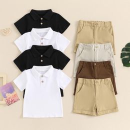 Clothing Sets CitgeeSummer Kids Boys Shorts Short Sleeve Button Shirt Tops And Solid Colour Clothes