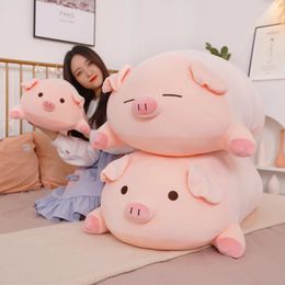 40506080cm Squish Pig Stuffed Doll Lying Plush Piggy Toy Animal Soft Plushie Pillow Cushion Kids Baby Comforting Gift 240420