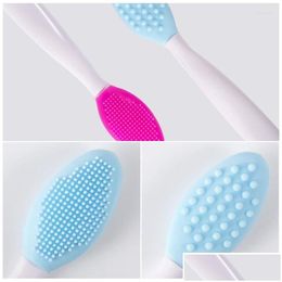 Makeup Brushes 5Pcs Sile Exfoliating Lip Brush Tool Double-Sided Soft For Smoother And Nose Cleaning 6 Colours Drop Delivery Otawf