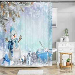 Shower Curtains Merry Christmas Shower Curtain Snowman Shower Curtain Modern Happy New Year Bath Waterproof Curtains Accessories