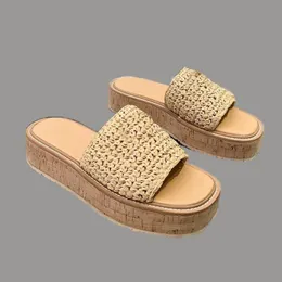 Casual sliders designer for women luxurious metal triangle sandals famous straw women woven flatform vintage sandals women crochet sh014 B4