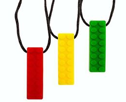 Silicone Chewing Brick Pendant Necklace FDA Food Grade Silicone Teething Necklace Creative Brick Shaped Pendant Chewable Toy Neckl3515671