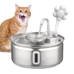 Supplies Pet Cat Faucet Stainless Steel Water Dispenser Auto Circulating Water Feeder With Window 3.2L Large Capacity Cat Water Dispenser