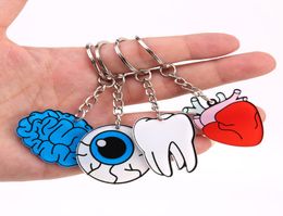 New Organ Heart Keychain Brain Eyes Tooth Key Chain Women and Men Cute Anime Cartoon Kids Key Ring Gift Porte Clef4379962