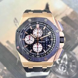 Luxury Audemar Designer Piquet Watches Apsf Royals Oaks Wristwatch Series 18k Rose Gold Ceramic Automatic Mechanical Men's Watch 26401ro AudemarrsP Waterproof