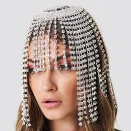 European and American hair accessories bohemian exaggerated full diamond rhinestones retro ethnic style long tassels bride headwear