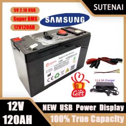 Shoes New 12v 120000mah Portable and Rechargeable 18650 Battery Builtin 5v 2.1a Usb Power Display Charging Port with + 12.6v Charger