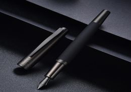 Hongdian 6013 Black Metal Fountain Pen Titanium Black EFFBent Nib Gunblack Cap Clip Excellent Business Office Gift Ink Pen 20127485757