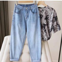 Women's Jeans Harem Pants Denim Cropped Highwaist Women Trending Elastic Waist Casual Loose Korean Fashion Trousers Streetwear