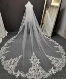 Wedding Hair Jewellery New 3.5 Metres Lace Wedding Veil with Comb 350cm White Ivory Long One Layer Bridal Veil Wedding Accessories