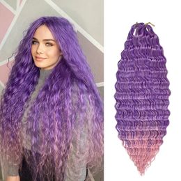 Deep Water Wave Twist Crochet Hair Braid Ombre Braiding Synthetic Afro Curls For Women Low Tempreture 240419