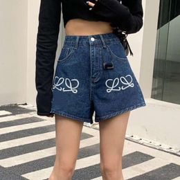 Spring Women dżins Designer Shorts Women High Version High talia Casual List Haftowane szerokie nogi dżinsowe spodenki