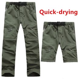 Men Quick Dry Outdoor Pants Removable Hiking Camping Pants Male Summer Breathable Hunting Climbing Pants S-XXXL 4 Color 240420