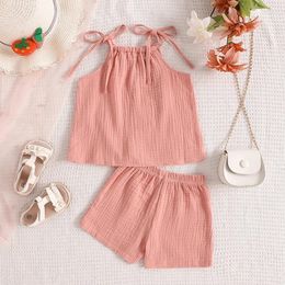 Clothing Sets 2Pcs Baby Girl Summer Outfits Sleeveless Tie Strap Tank Tops Shorts Set Toddler Clothes