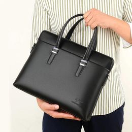 Briefcases Briefcase Bag For Man PU Leather Handbags Laptop 14 Shoulder Business Messenger Designer Work Side Documents Suitcase