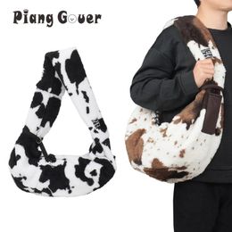 Dog Carrier Soft Plush Pet Bag Cow Print Cat Multifunctional Warm Winter Puppy Kitten Travel Small