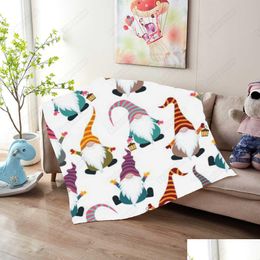 Blankets Christmas Gnomes Decor Blanket Home For Beds Sherpa Fluffy Bed Spread Sofa Soft Throw Living Bedding Drop Delivery Garden Te Dhxf4